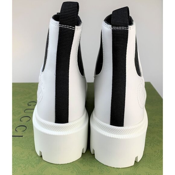 NIB Gucci Women matelassé Chelsea ankle boots in white size 36.5 - Picture 11 of 12